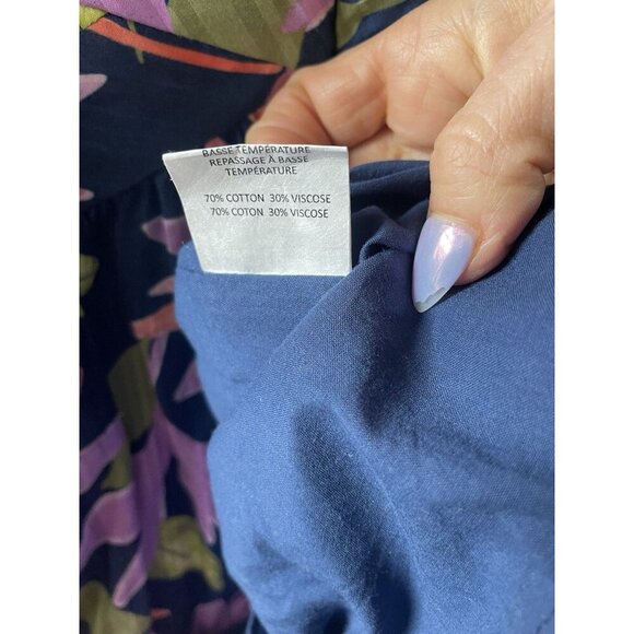 Ramy Brook Miles Floral Maxi Dress Navy High-Low V-Neck Sleeveless Size 4 - Picture 10 of 12